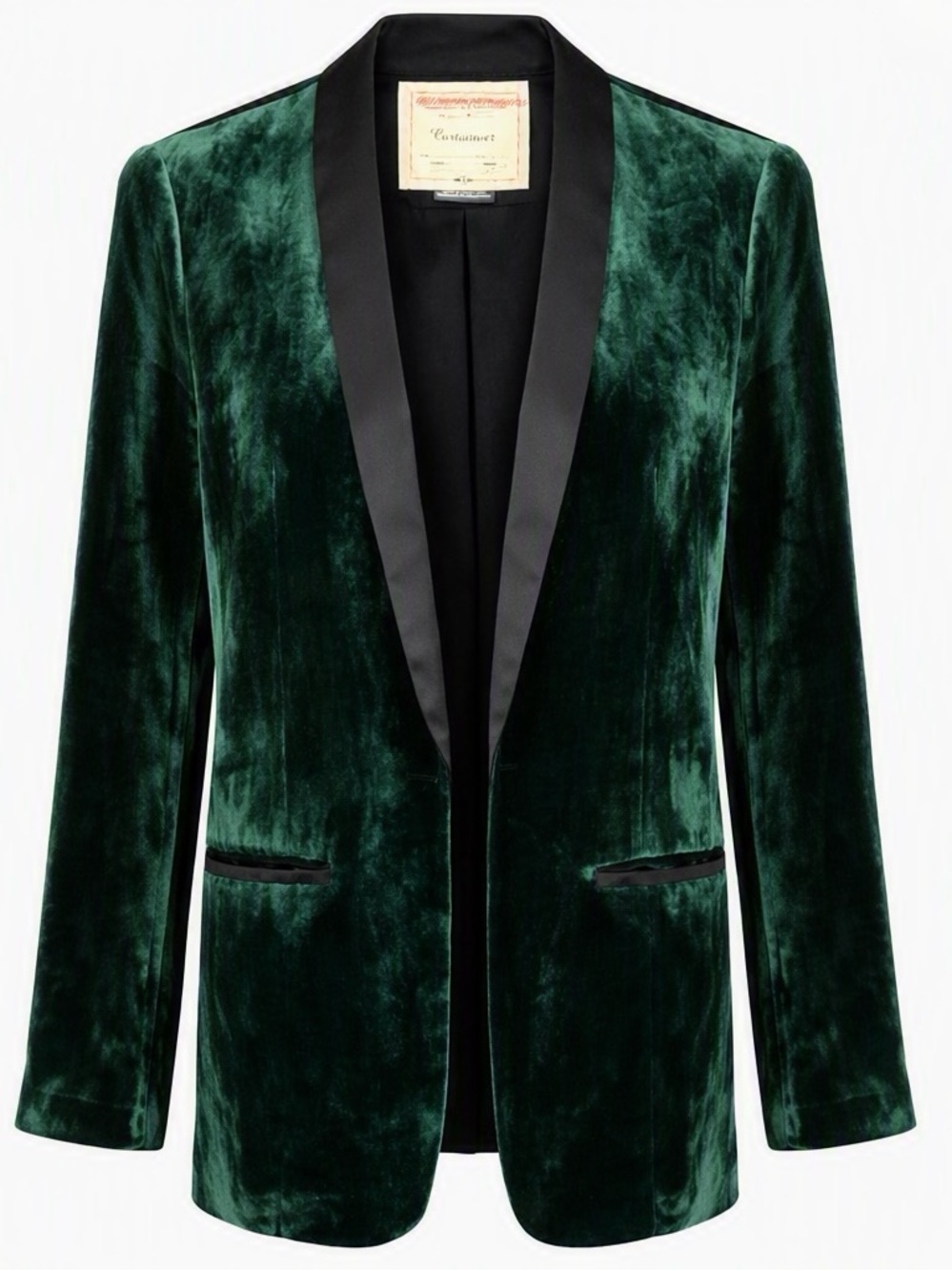 Cartonnier for Anthropologie Forest Green Velvet Tuxedo Blazer
